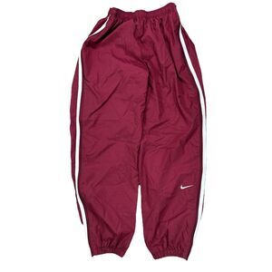 Y2K Nike Maroon White Full Side Zip Off Track Pants Swishy Mens Large